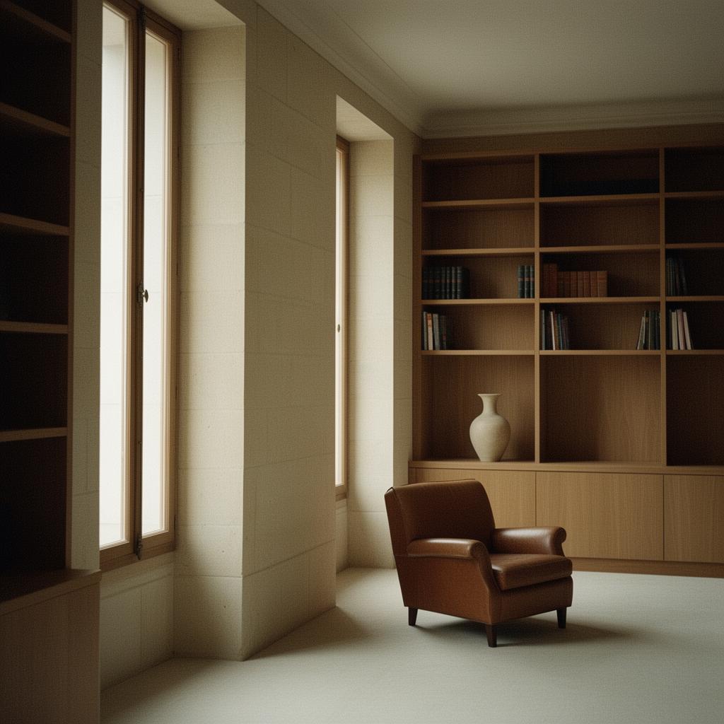 Biblioteca privada con luz natural